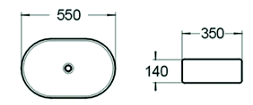 SL-1018 Раковина керамическая накладная без перелива LAB.Space  - Вид №1