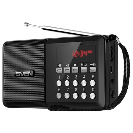 SV-016845 ps -60, черный (3 вт, fm-тюнер, usb, microsd, led-дисплей, фонарь, 3xaa, 600ма*ч) Sven Santreyd  - Вид №3