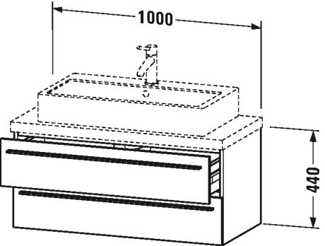 XL540903131 Тумбочка для компактной консоли X-Large #XL5409 1000 x 478 мм Сосна серебристая, декор Duravit - Вид №1