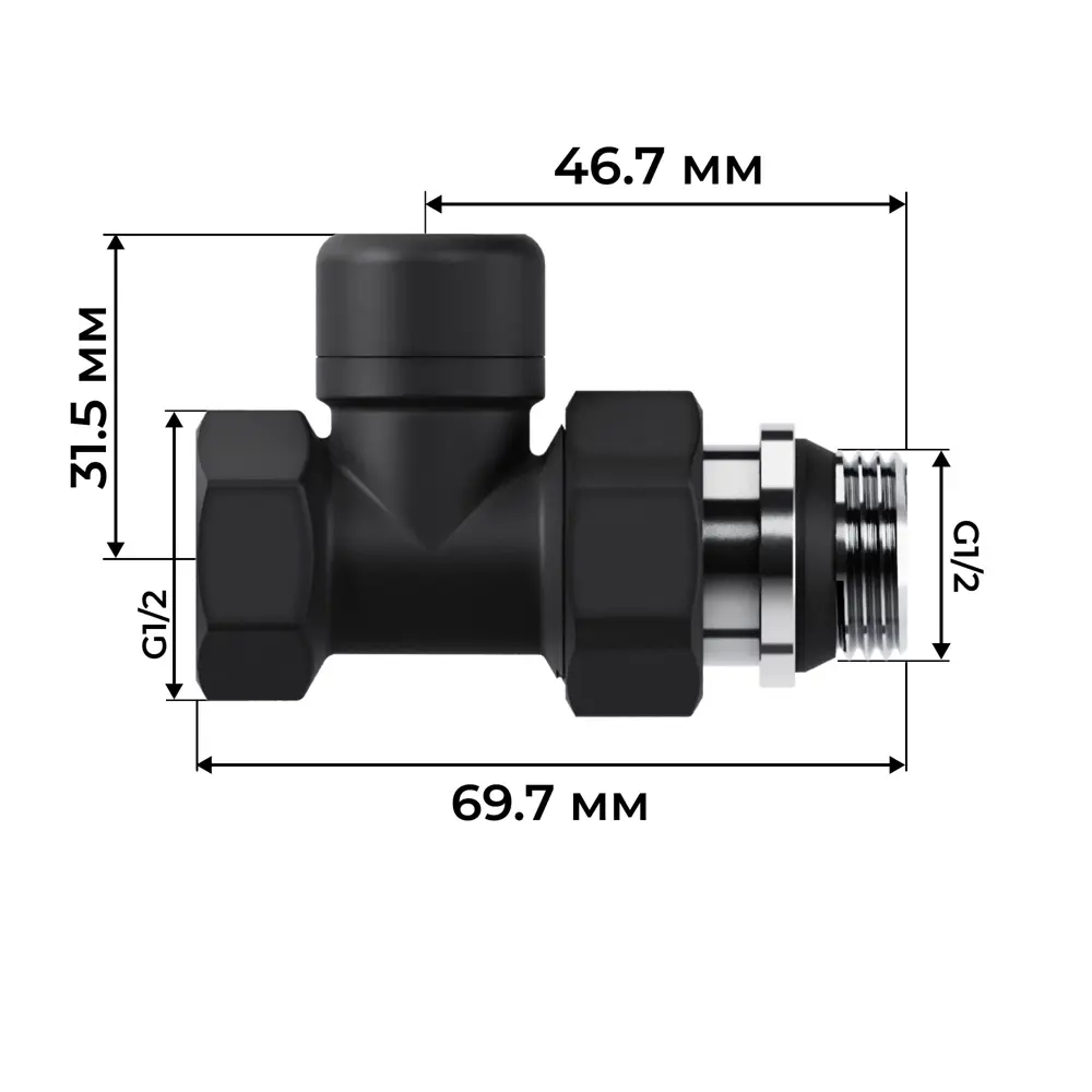 Термостатический комплект для радиатора прямой Royal Thermo Design 1/2" латунь цвет черный STLM-2039278 - Вид №4