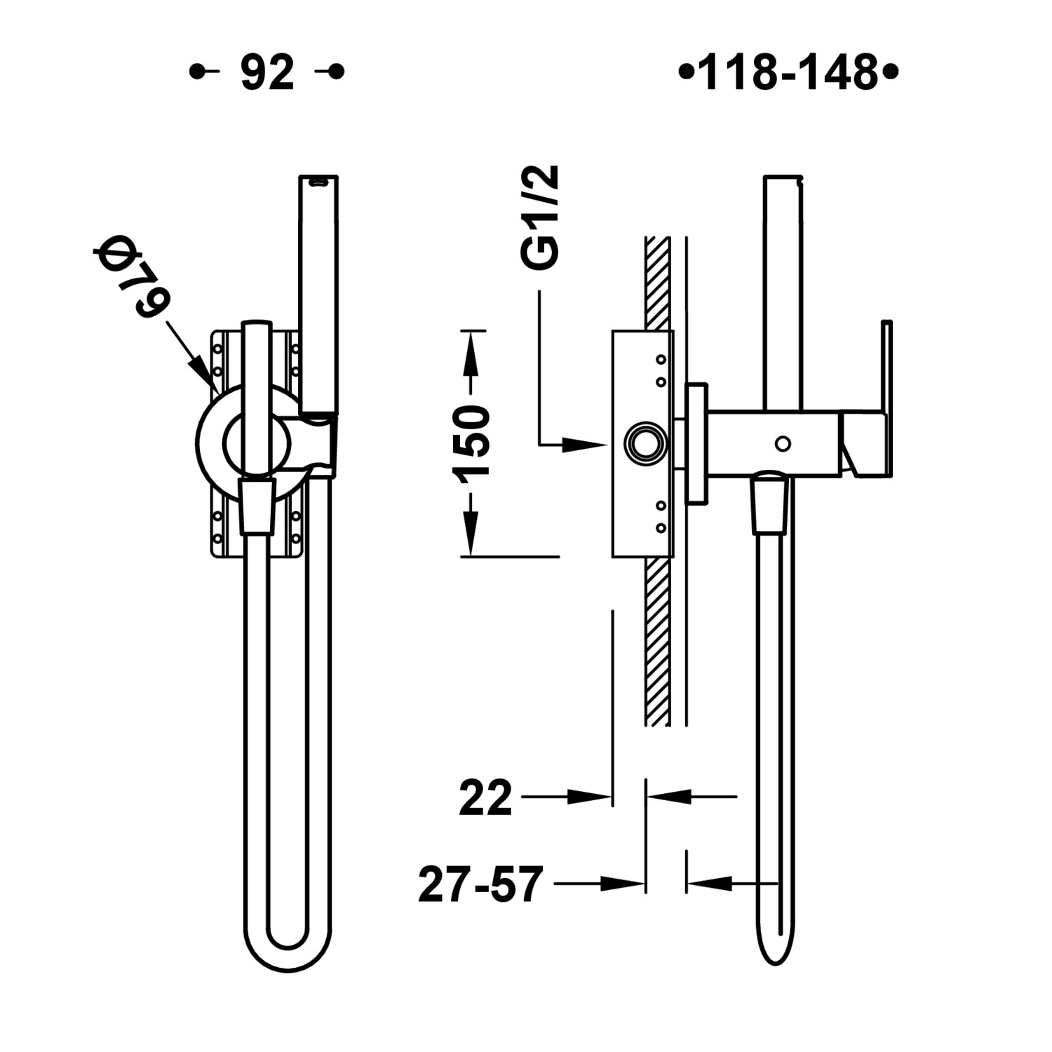 Смеситель для унитаза LEX-ALP с одной ручкой и душем-181222 TRES - Вид №1