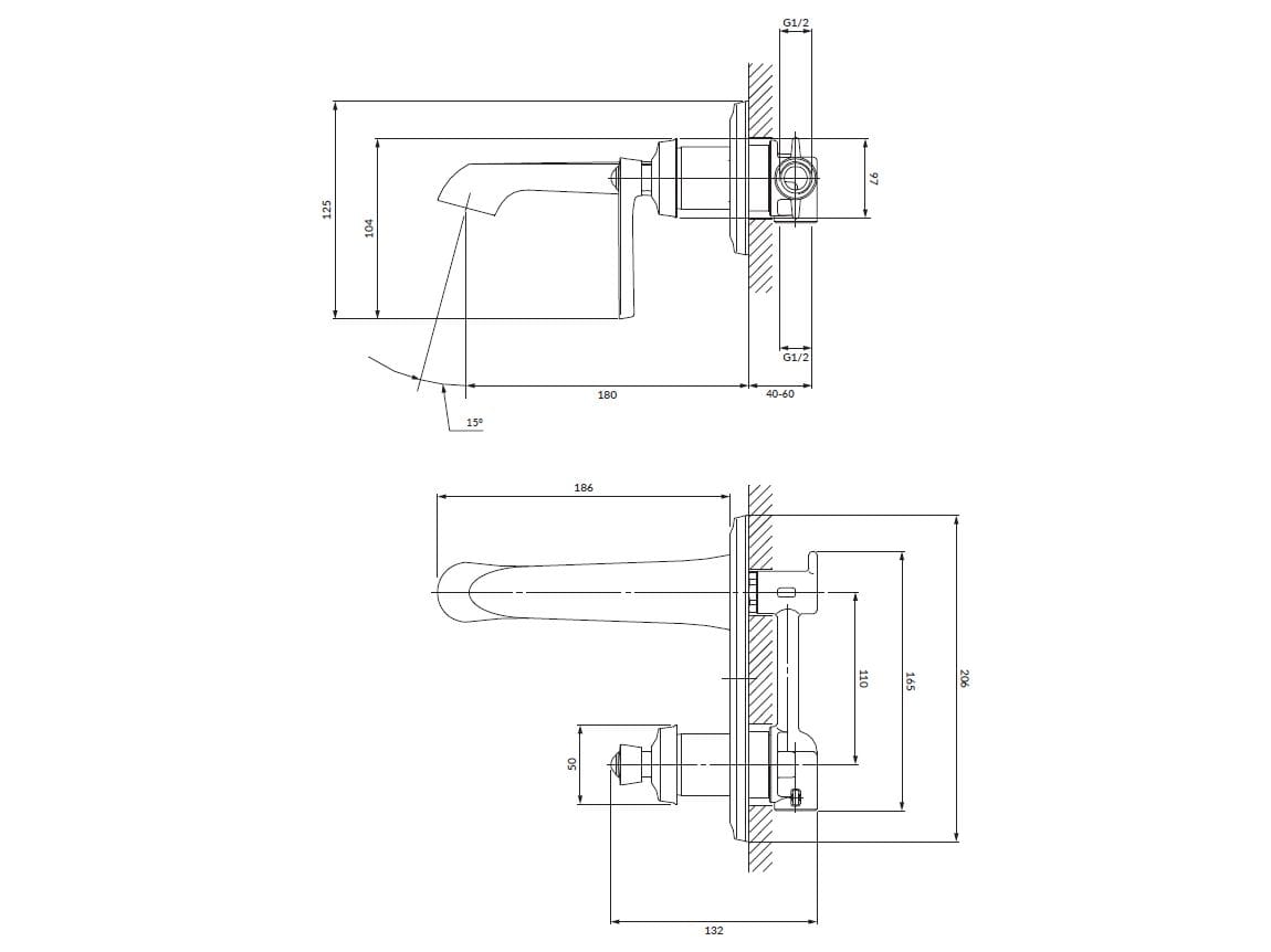 Настенный смеситель для раковины OMNIRES Armance ARCH-00050687 - Вид №12
