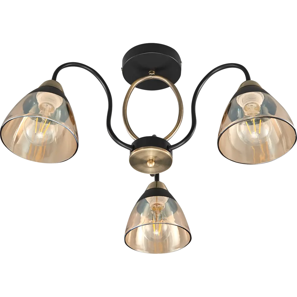 Люстра потолочная JLIGHT FIONA 3 лампы 18 м², цвет черный/бронза 84534217 STLM-2000844 