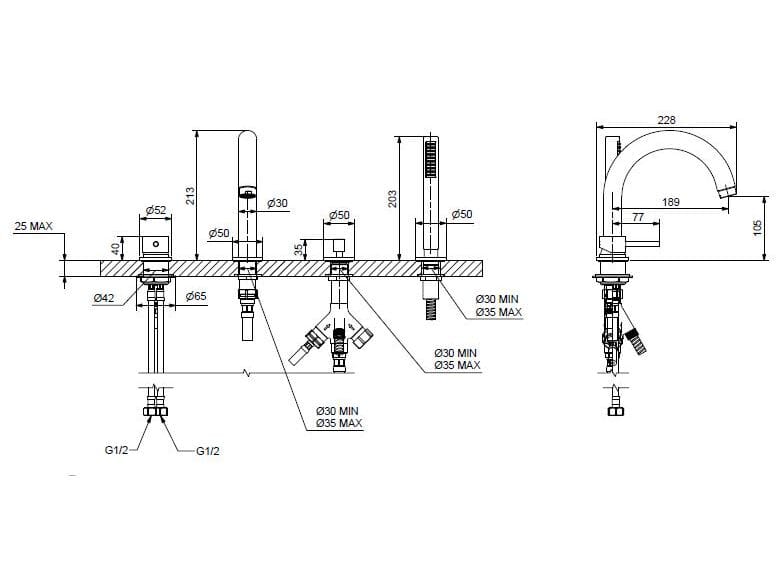 Хромированный латунный кран с 4 отверстиями Bugnatese K-Line ARCH-00051426 - Вид №2