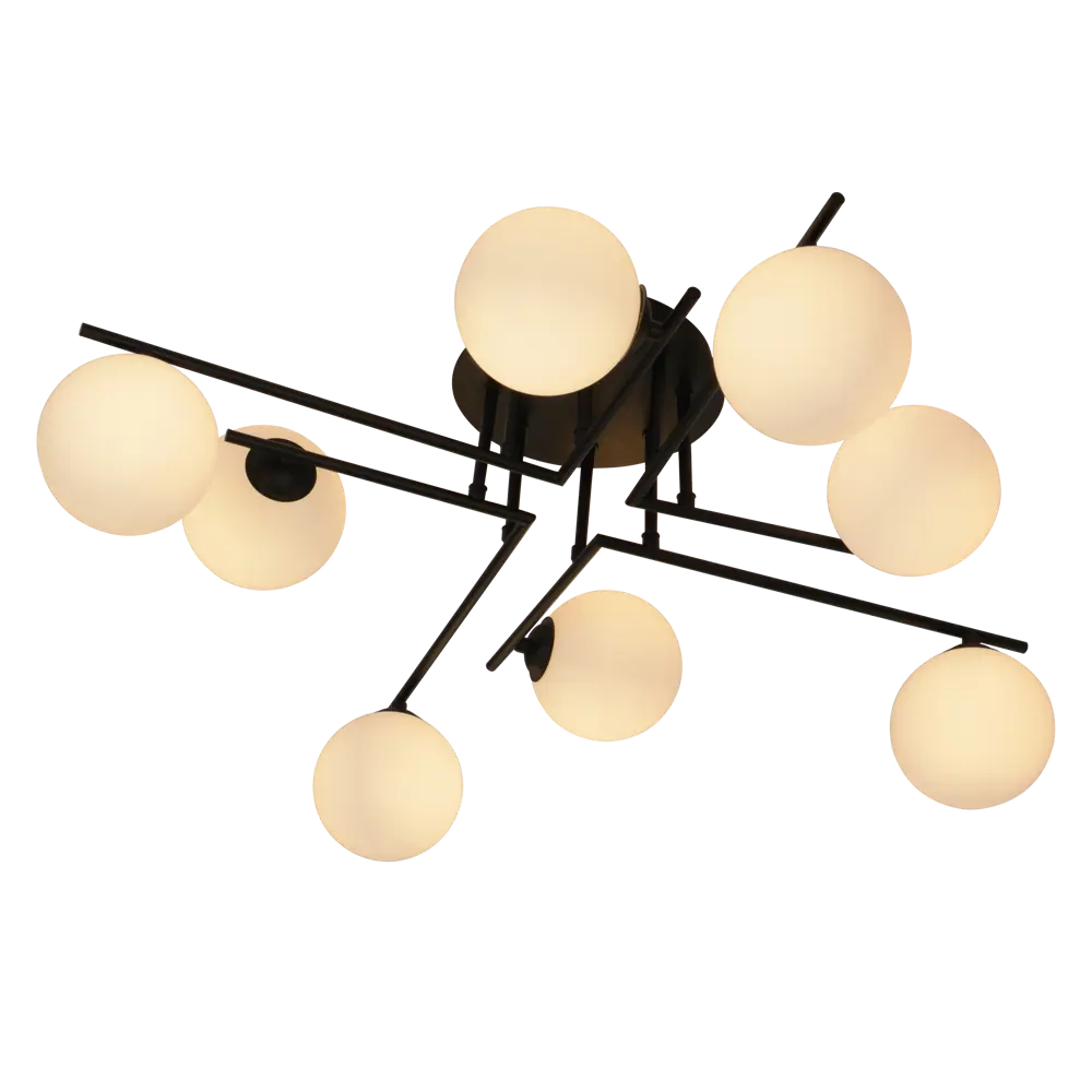 Люстра потолочная Galana 8 ламп 20 м² цвет черный/белый KREAFORTA STLM-2070490 - Вид №1