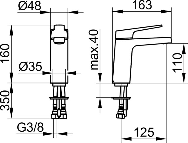 52702010100 Однорычажный смеситель для умывальника 110 KEUCO Collection Moll - Вид №2