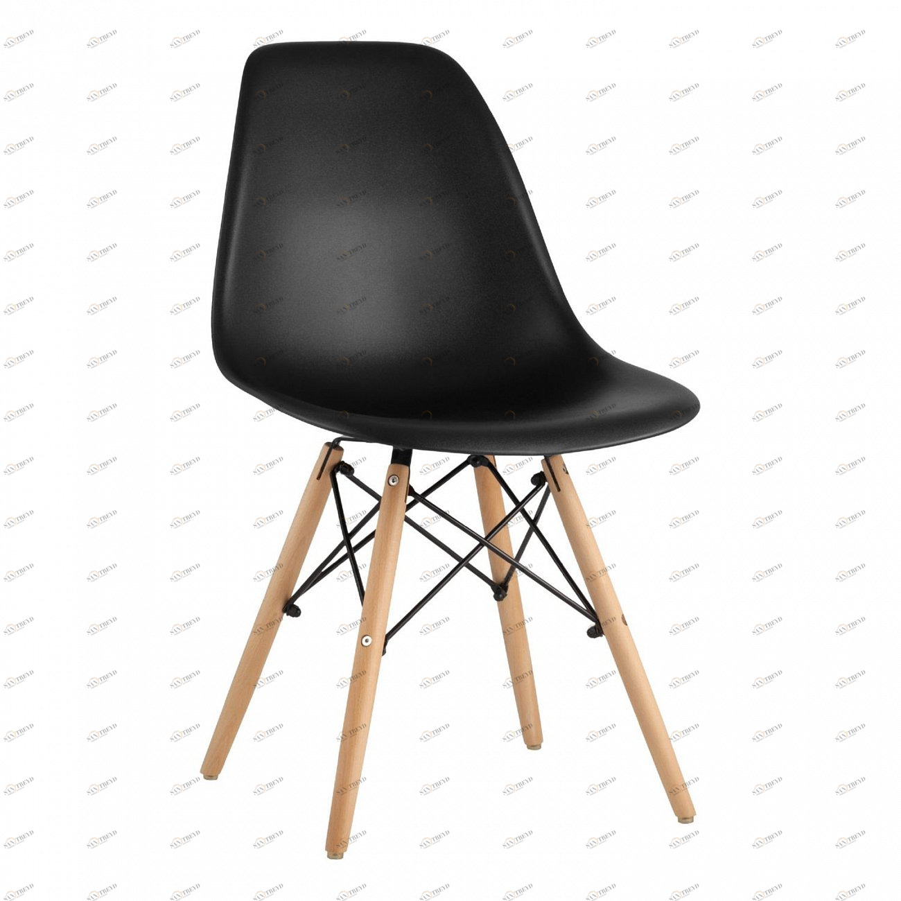 Стул со спинкой черный с деревянными ножками Eames EAMES ДИЗАЙНЕРСКИЕ, EAMES DSW 00-3882006 Черный 