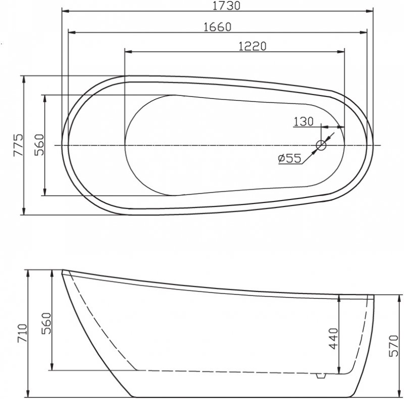 Акриловая ванна BelBagno BB15  - Вид №1