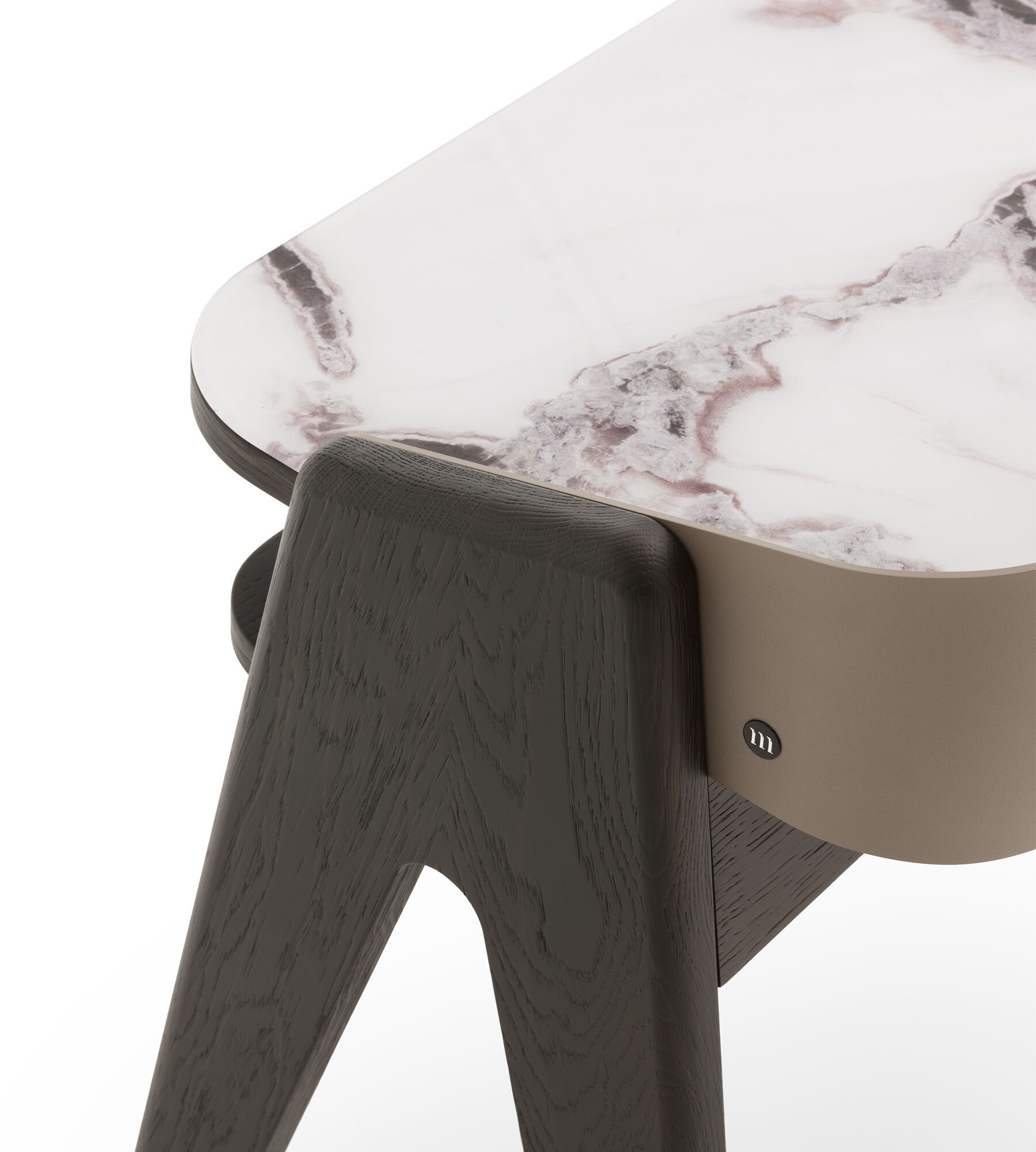 Деревянная прикроватная тумбочка со стеклянной столешницей с эффектом мрамора Morica Design BAVERO ARCH-00151231 - Вид №20