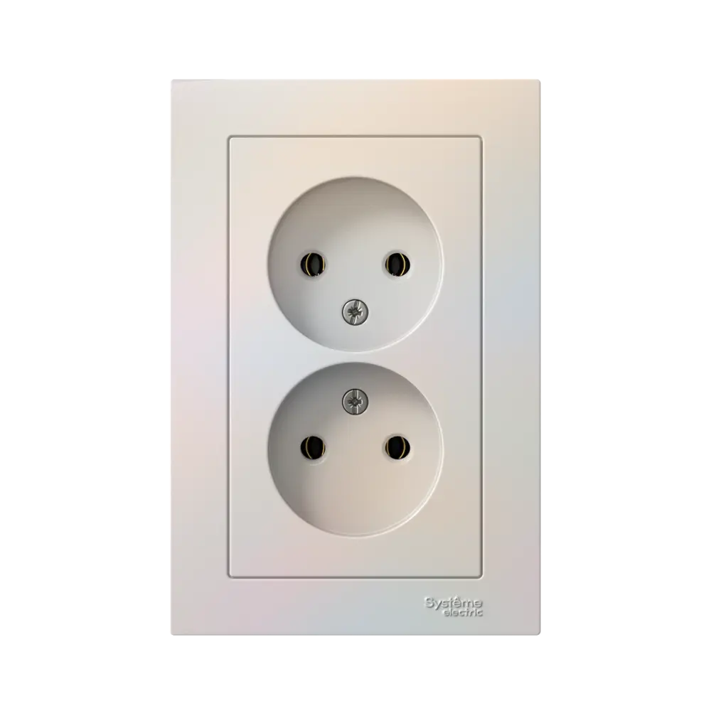 Розетка двойная встраиваемая Systeme Electric AtlasDesign без заземления цвет жемчужный 89457354 STLM-2078317 - Вид №3