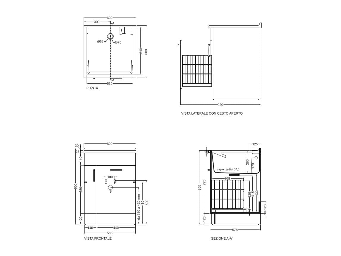 Шкаф для белья из ДСП с бельевой стойкой COLAVENE Jolly Wash ARCH-00149787 - Вид №19