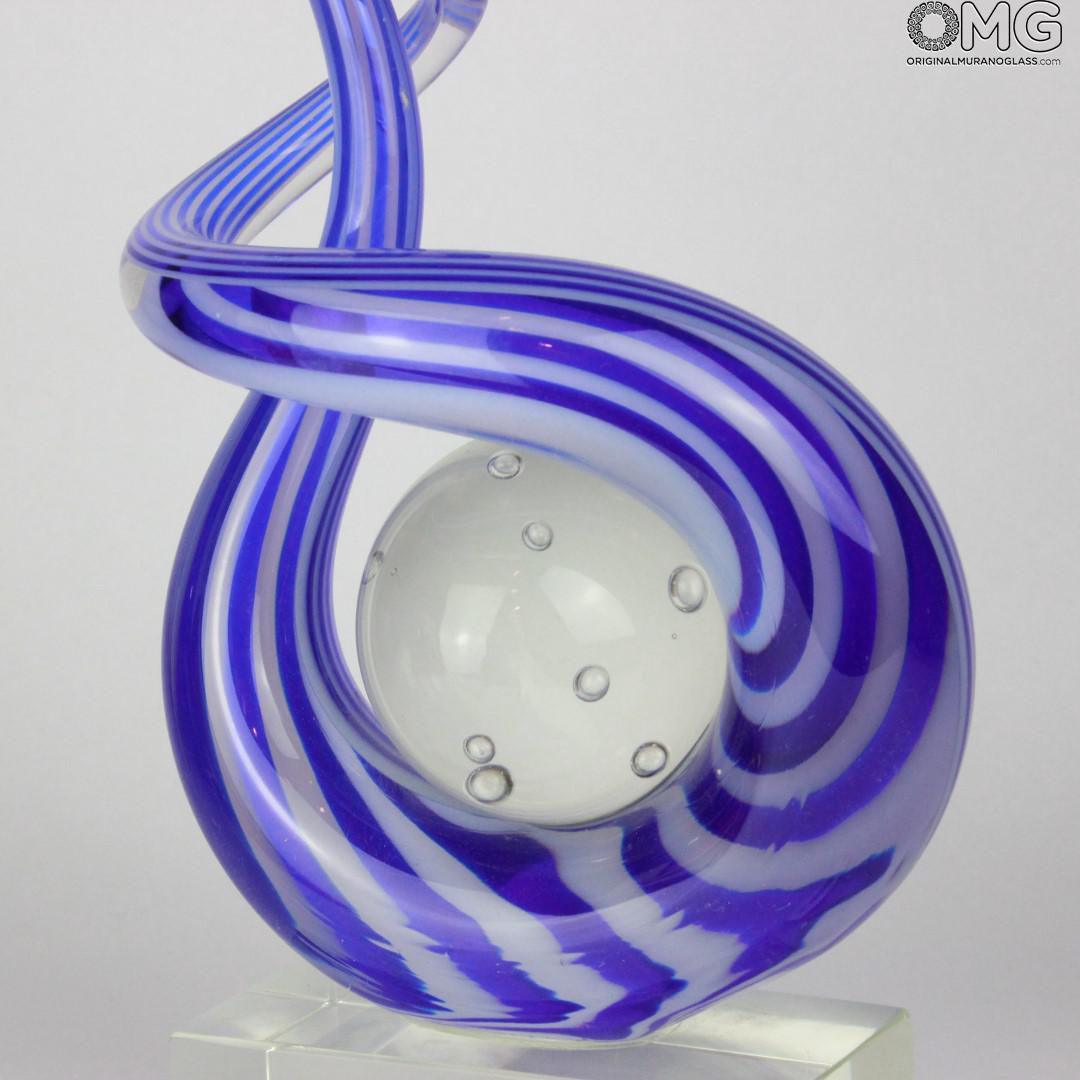 1612 ORIGINALMURANOGLASS Скульптура Диск - Синий Завиток - автор Andrea Tagliapietra - муранское стекло 16 см  - Вид №1