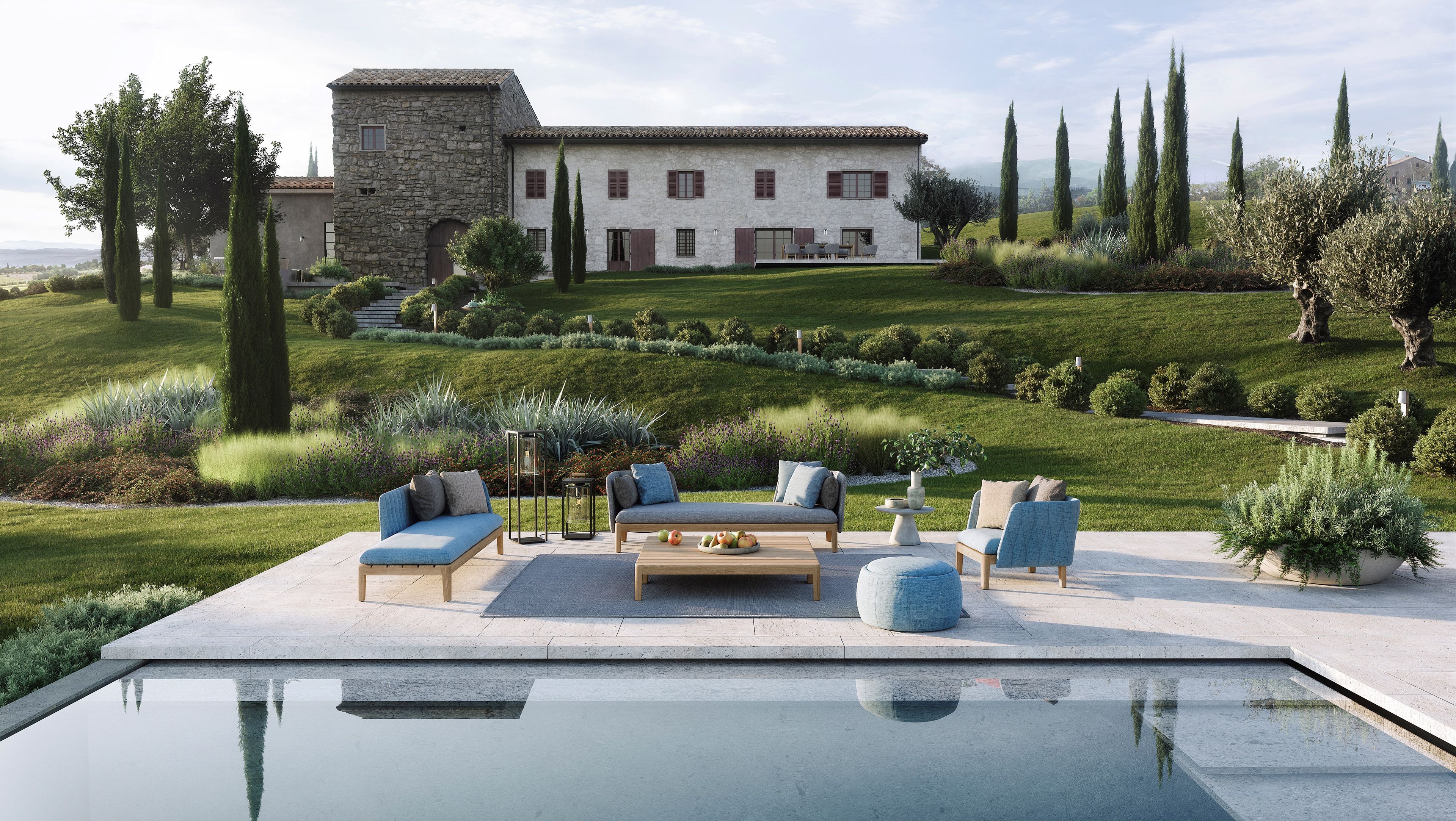 Садовая спальная кровать, обитая тканью и тиком Royal Botania Calypso Lounge ARCH-00150106 - Вид №3