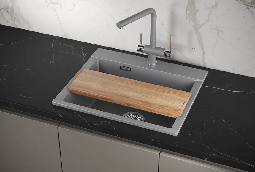 ES-5804, АЛЮМИНИУМ, кухонная мойка, кварц, ESTETICA GRANULA 5804-ST199