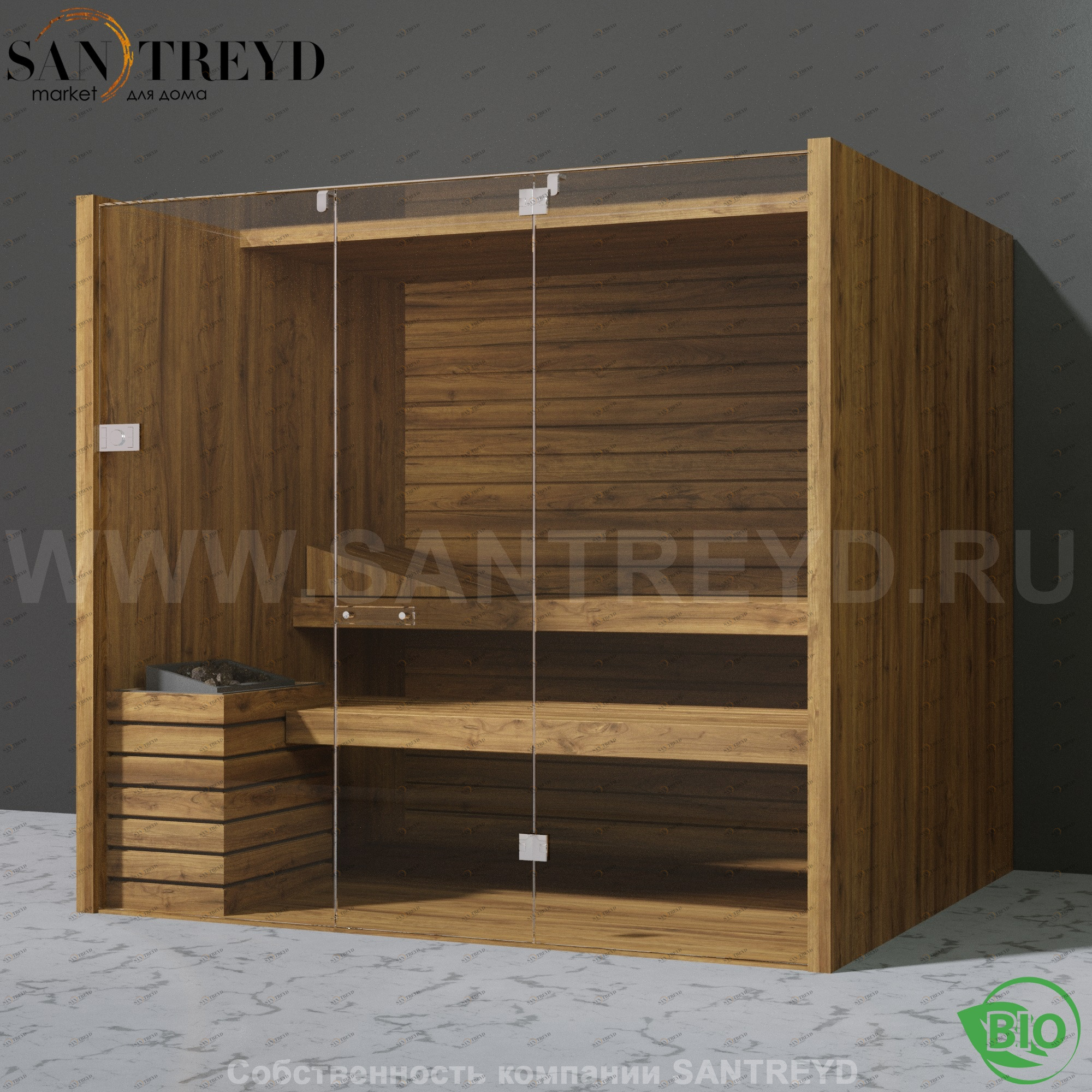 Effegibi SKY 105 BI55210018 Био-сауна. Мощность: 12 кВт макс. Размеры: длина 230 см, ширина 200 см. Отделка: осина термообработанная.