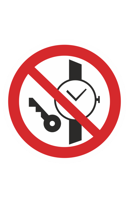 68354 Зк "Запрещается иметь при себе металлические предметы (часы и т.п.)" ( P 27 )  Запрещающие знаки размер 100 х 100 мм Спецодежда 