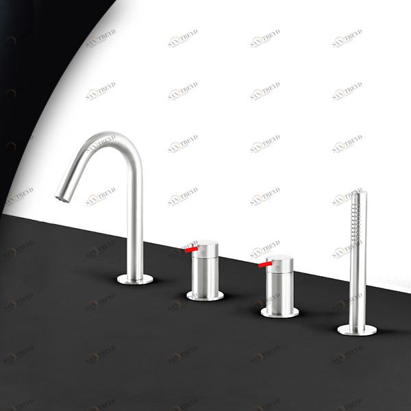 Смеситель для ванны глянцевая сталь с красной ручкой Toki Radomonte TKI16LCIL25