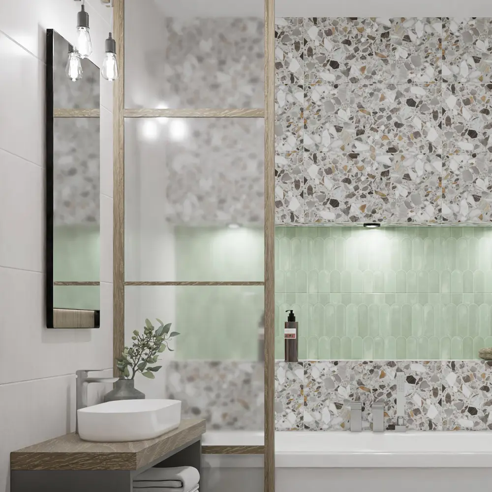 Настенная плитка Azori Salieri Green 31.5x63 см 1.79 м² глянцевая цвет зеленый STLM-2149344