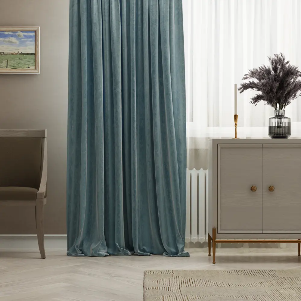 Штора на ленте Inspire Barguna 160x280 см цвет голубой 83562013 STLM-2187558 