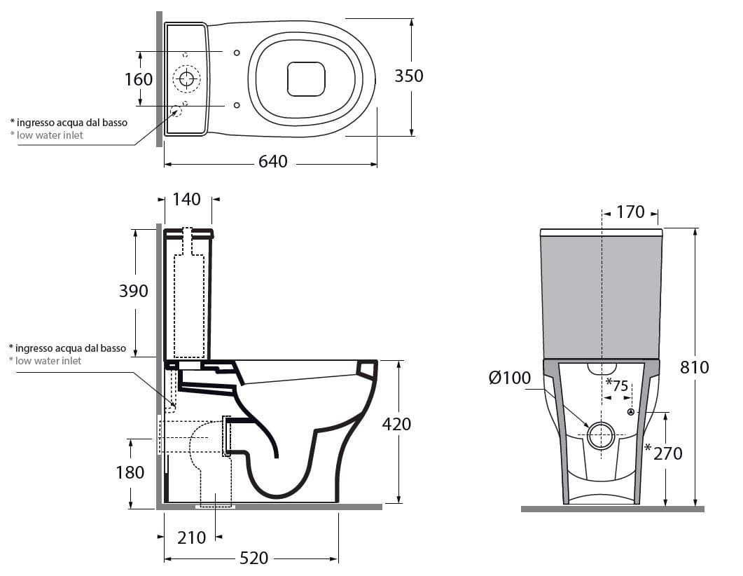 Керамический цельный туалет Azzurra Ceramica PRATICA ARCH-00145685 - Вид №2