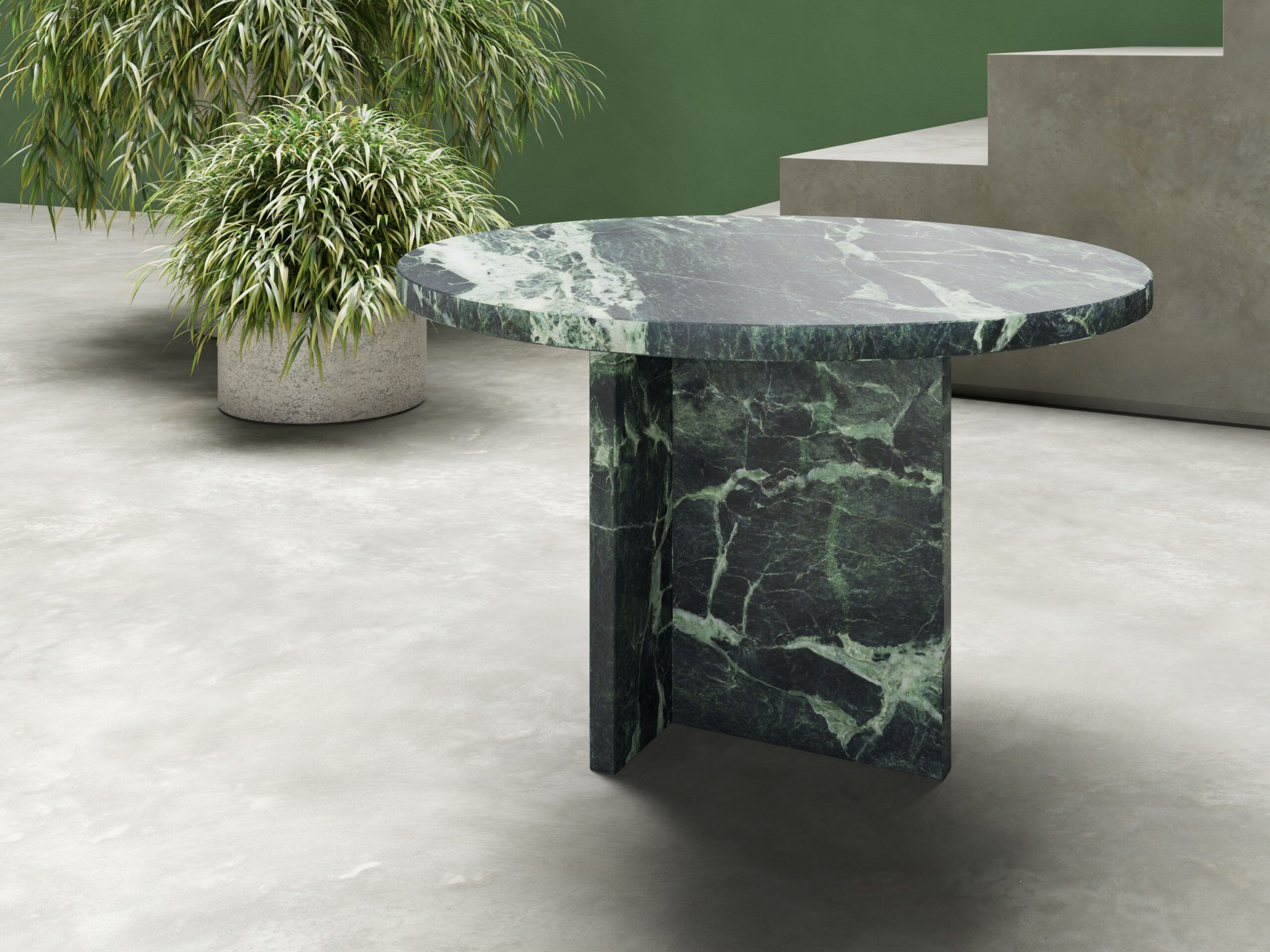 Низкий круглый журнальный столик из зеленого мрамора Сен-Дени MILLE997 ARCH-00066342