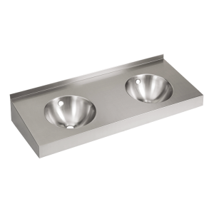 93190 Нержавеющий подвесной умывальник с 2 чашами без облицовки SANELA