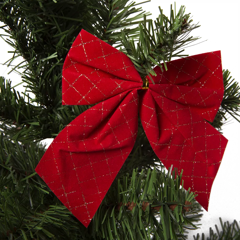 Бант новогодний Красный в клеточку 6 шт Santreyd STLM-2040139 - Вид №4