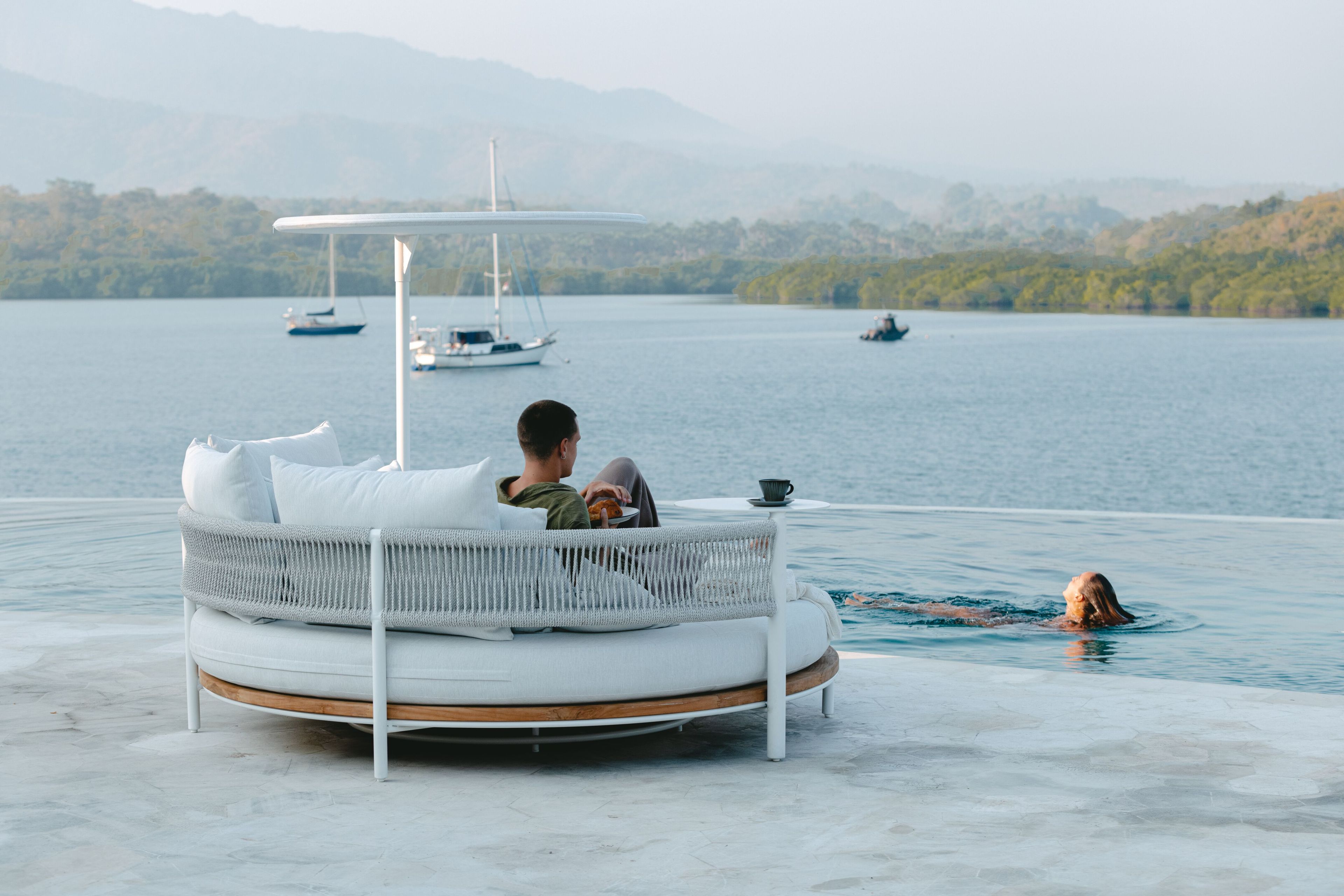 Ткань круглая Садовая кровать с солнцезащитным козырьком cbdesign круглый ARCH-00084466 - Вид №21