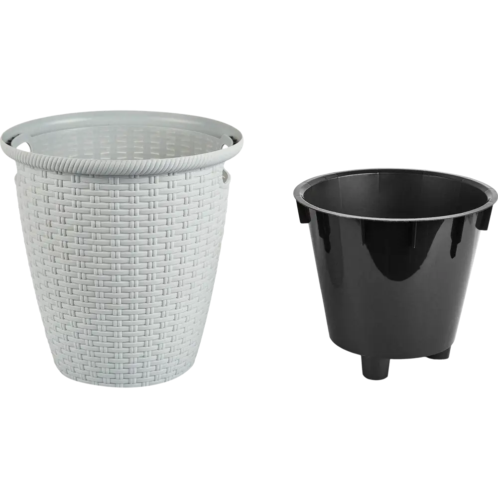 Кашпо для цветов Ingreen Rattan ø26.6 см v10 л пластик серый STLM-2199093 - Вид №1
