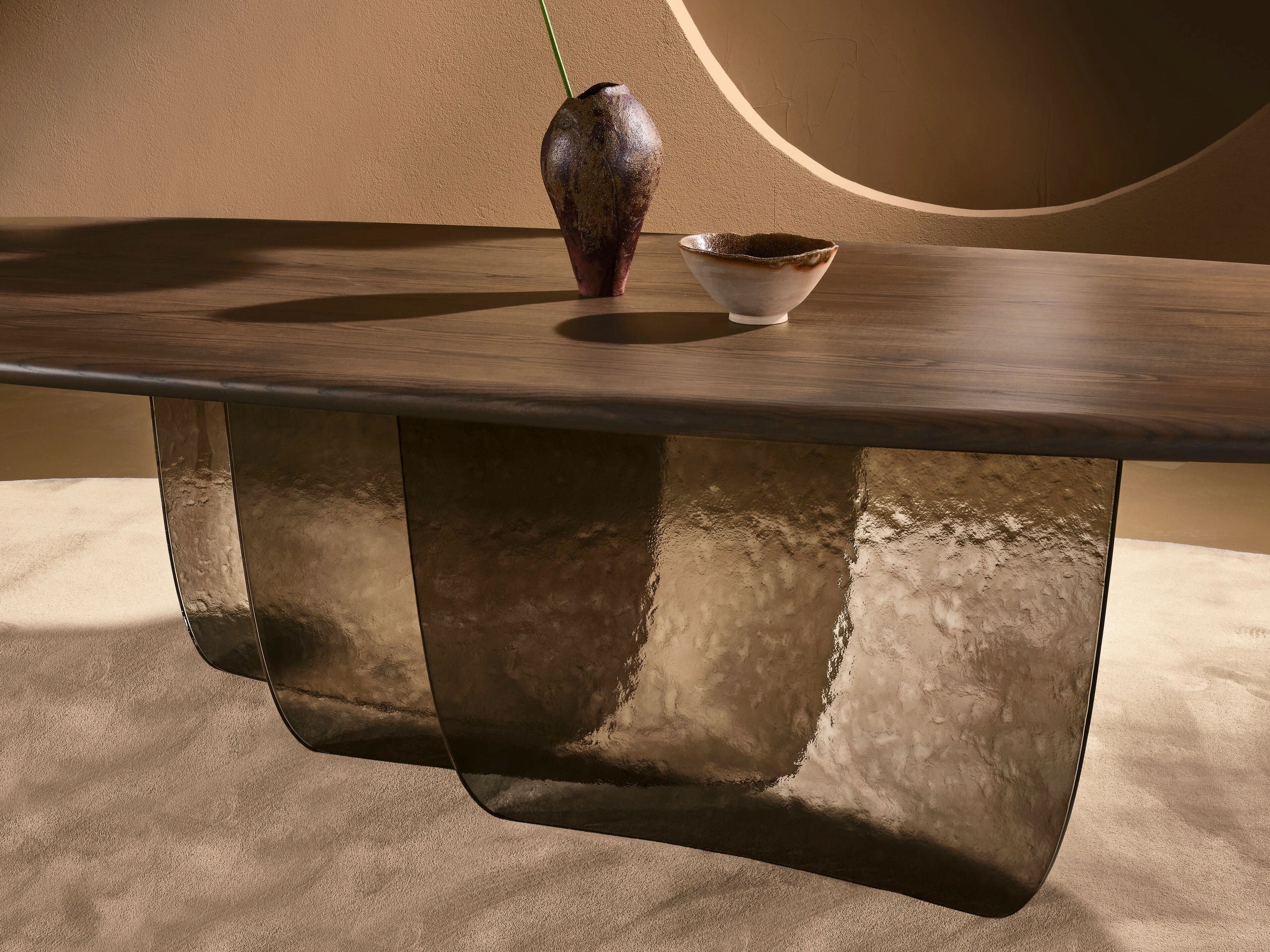 Обеденный стол с деревянным верхом и терракотовым стеклянным основанием Naturedesign Главная ARCH-00089820 - Вид №2