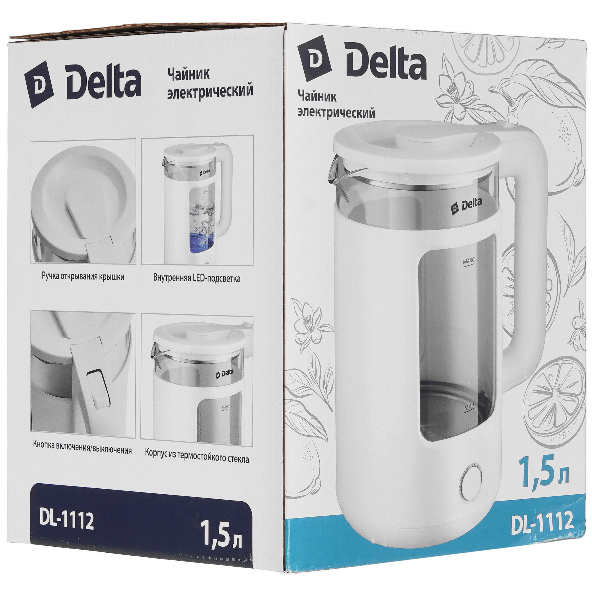 9050537 Электрочайник Delta DL-1112 белый STDN-0014982 - Вид №7