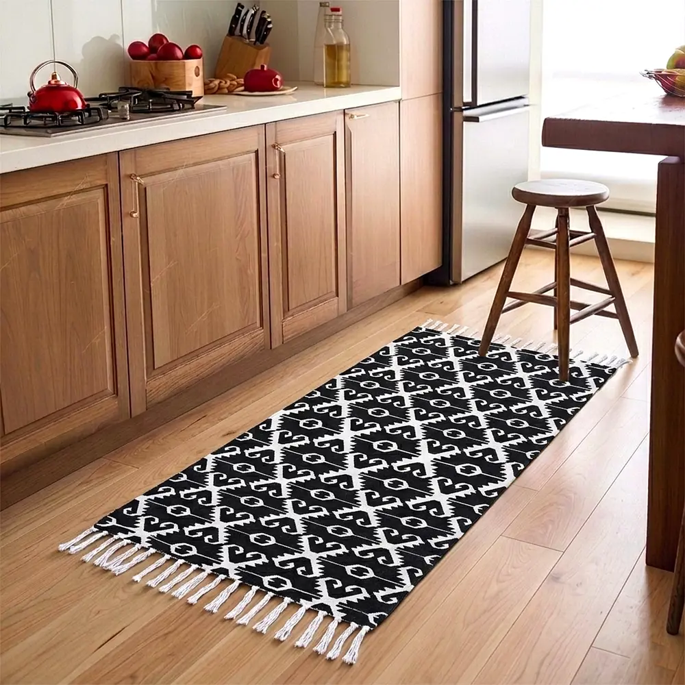 Коврик грязезащитный KREAFORTA Cauvery 60x120 см хлопок цвет черно-белый STLM-2026745 - Вид №5