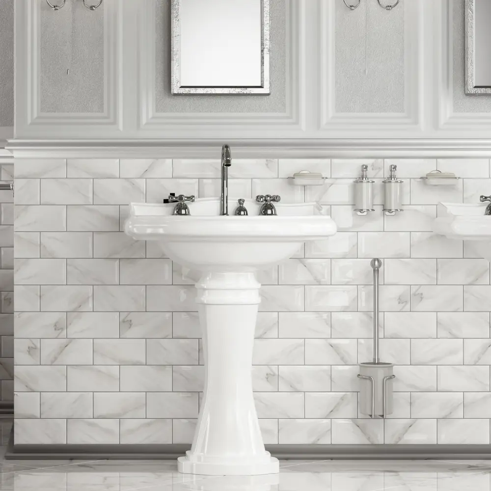 Плитка настенная Kerama Marazzi Фрагонар 7.4x15 см 0.89 м² цвет белый STLM-2104634