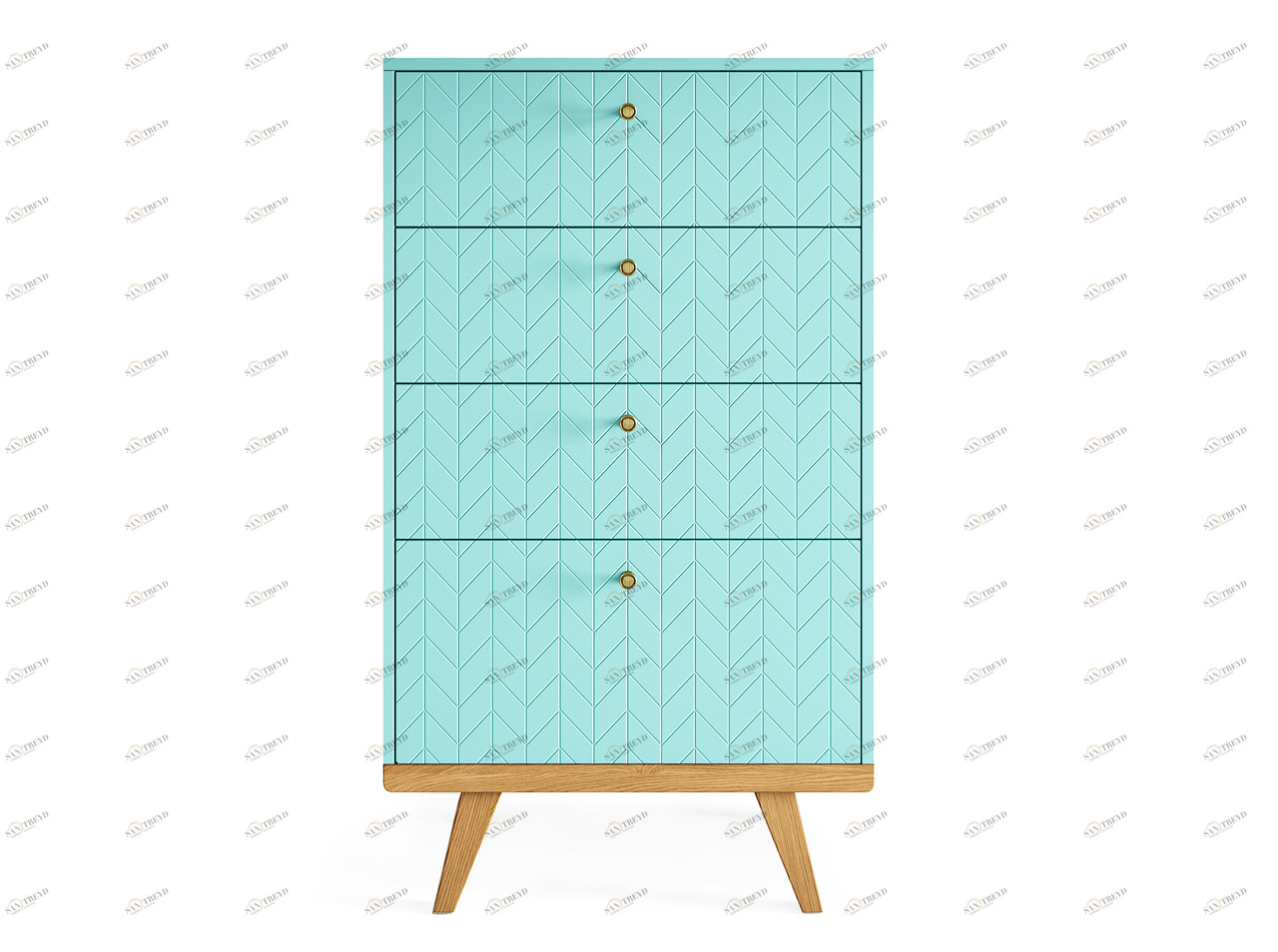 Комод высокий мятный "Гравировка 1" Thimon v2 THE IDEA ДИЗАЙНЕРСКИЕ, КОМОДЫ THIMON 210003 Голубой 