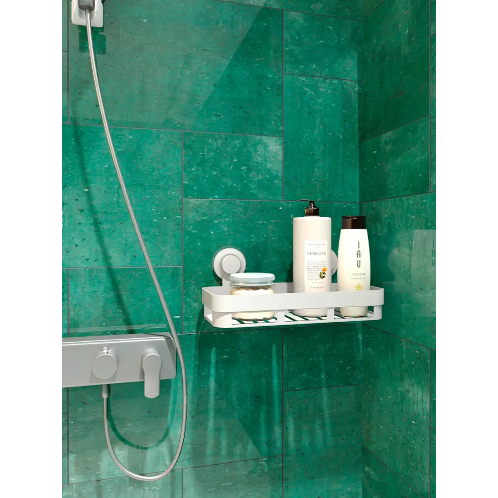 Полка 1-ярусная навес на присосках easy пластик белый Santreyd STLM-2075336 - Вид №6