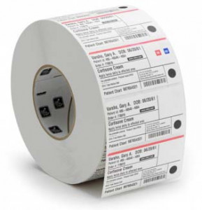 800274-105 Label, paper, 102x25mm. thermal transfer, z-select 2000t, coated, permanent adhesive, 25mm core, perforation (2580 labels per roll) Zebra