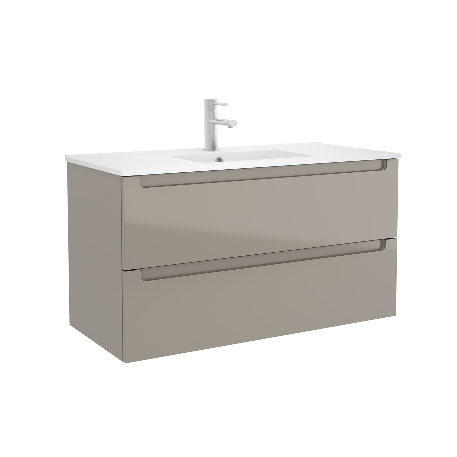 26683 SALGAR Мебель под умывальник MONTERREY 1000 2 металлических ящика GLOSS TAUPE 997 x 540 x 450 мм Глянцево-серо-коричневый  - Вид №1