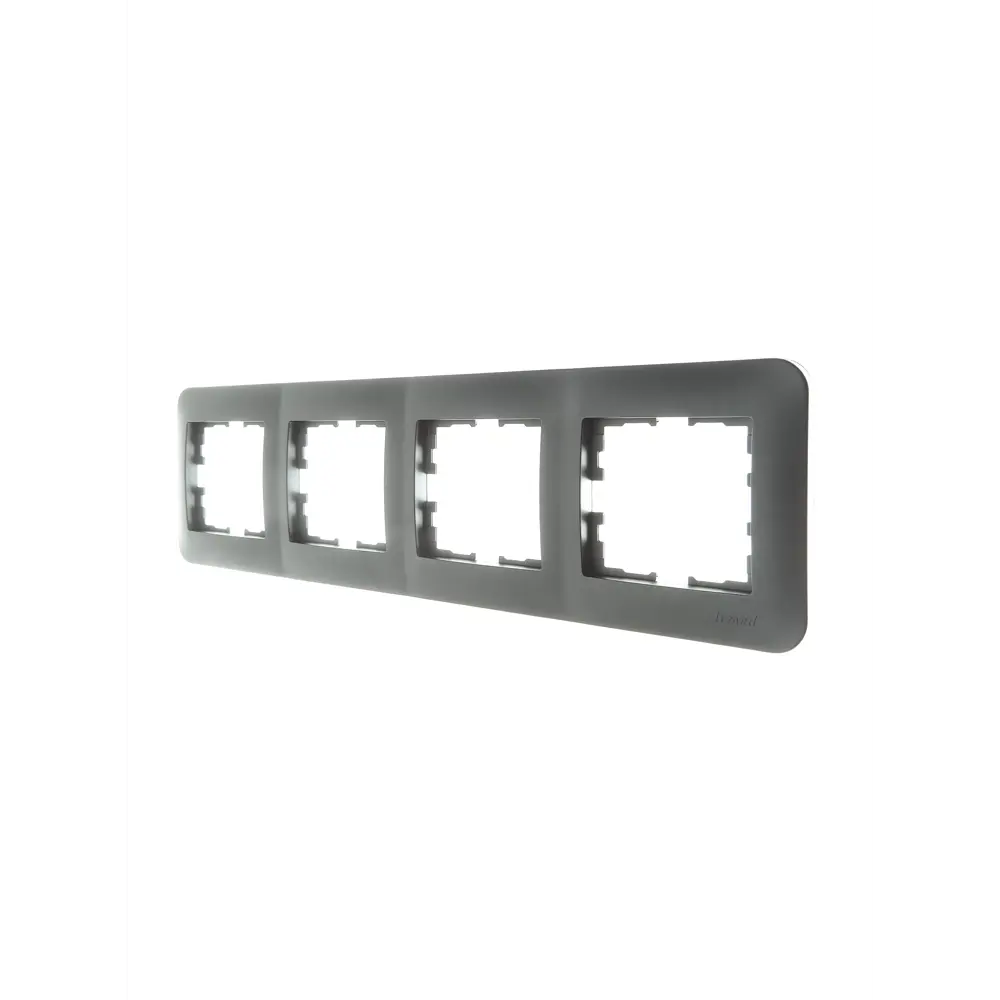 Рамка для розеток и выключателей Lezard Asti 4 поста горизонтальная цвет платина STLM-2055530 - Вид №1