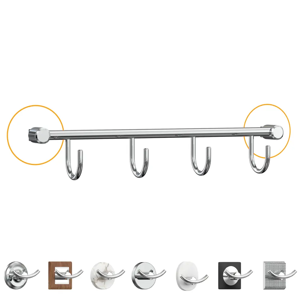 Держатель для полотенец Lemer You-Design 4 крючка цвет хром STLM-2129006