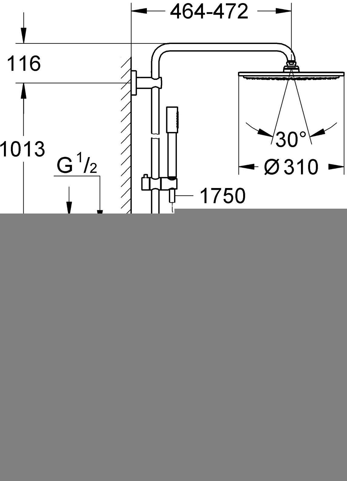 Душевая система GROHE Rainshower 310 с термостатическим смесителем, хром (27966000) - Вид №1