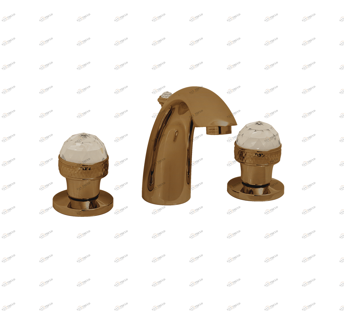 Gentry Home Смеситель для умывальника на три отверстия с выдвижным краном Crystal Бронза GH100824