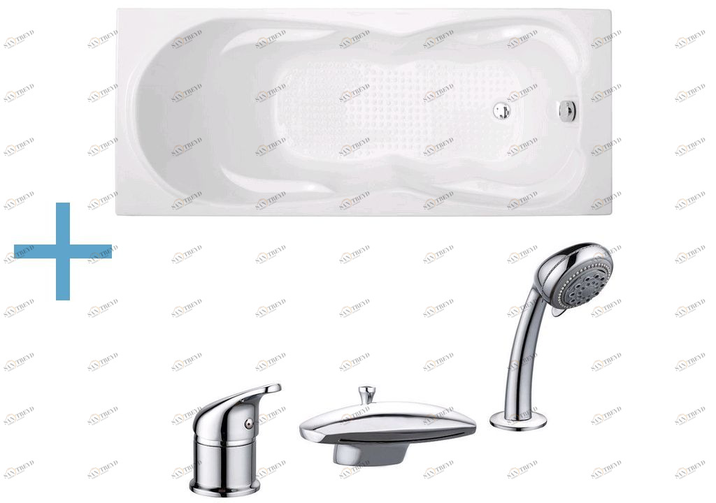 Акриловая ванна Aquanet Viola 180x75 (каркас + смеситель Aquanet Practic 2 AF111-63B) 002040470020404800216780