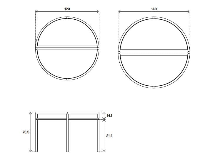 Круглый стальной обеденный стол Tolix T37 ARCH-00113173 - Вид №3