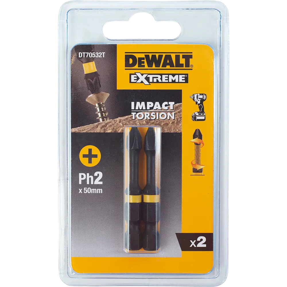 Биты ударные Dewalt PH2x57 мм, 2 шт STLM-2166952 - Вид №1