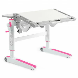 Парта Ergowood-L белый дуб, розовые накладки MEALUX  336111 Белый;розовый