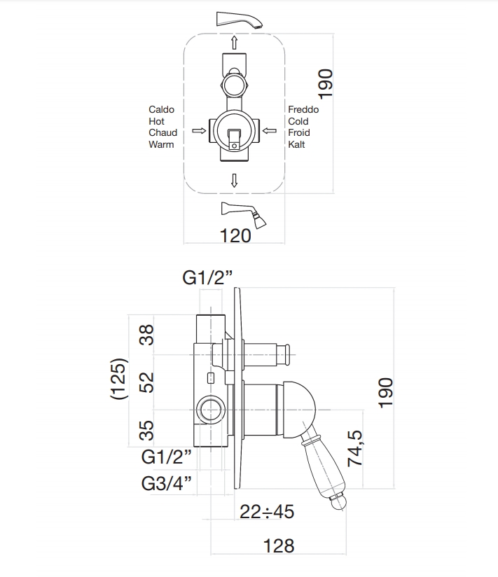83CR5134 Смеситель для душа , хром Fiore Imperiale  - Вид №2