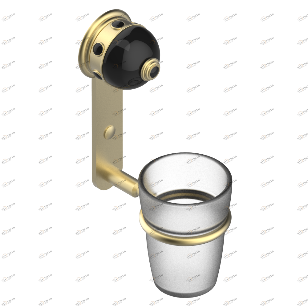 U1T-536 Стакан настенный для зубных щёток Thg-paris Sully с чёрным ониксом Покрытие PVD матовая латунь U1T-536 CAT.F