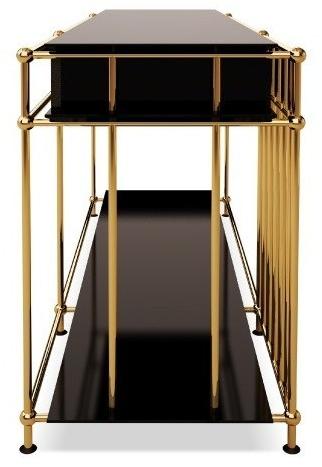 Porustudio Лакированная прямоугольная деревянная консоль с ящиками Vegas sun-id-1357413 - Вид №3