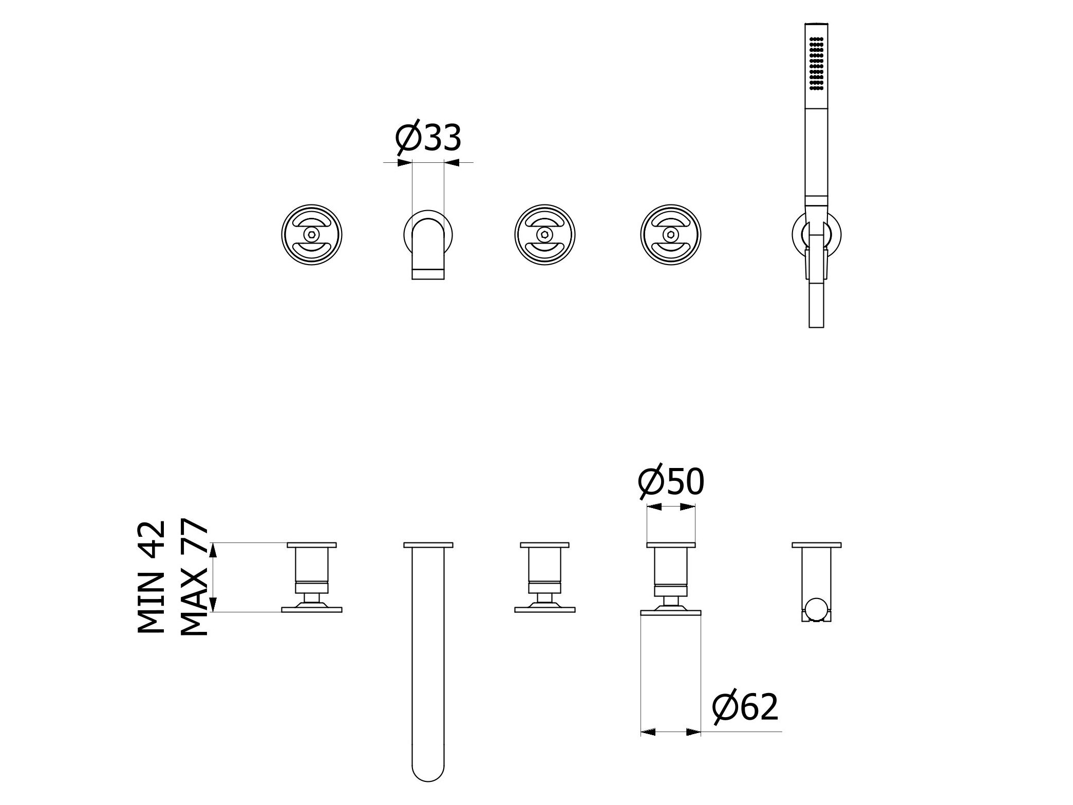 Набор настенных ванн с ручным душем IB Bold ARCH-00049280 - Вид №24