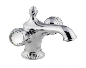 98003VSWBR Смеситель The One для раковины. Металлические ручки + большие прозрачные кристаллы, цвет бронза